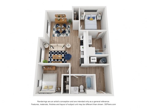 a stylized floor plan of a 2103 sqft apartment